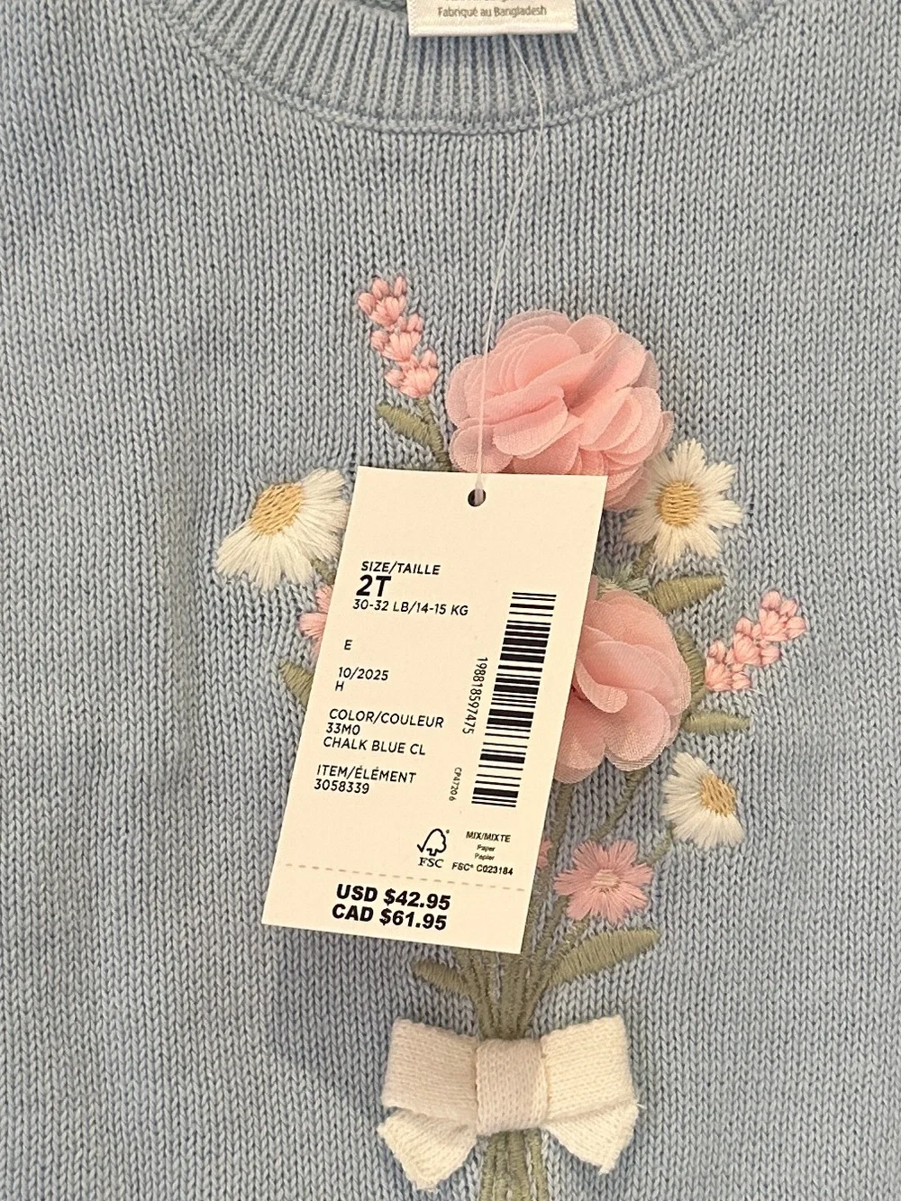 NEW Gymboree 2T Girls Embroidered Bouquet Sweater Top - Enchanted Garden - Blue